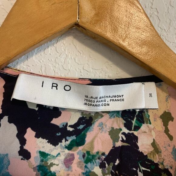 IRO Bloomy Multicolor Abstract Long Sleeve Wrap Mini Dress - Picture 8 of 11